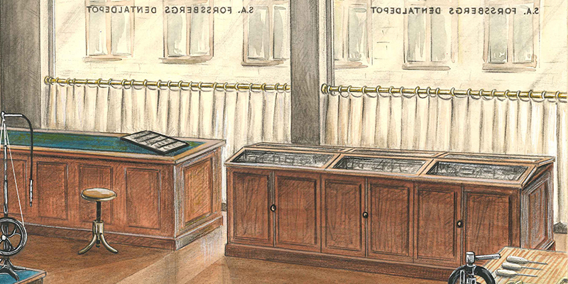 S.A. Forssbergs Dentaldepots första lokaler på Regeringsgatan i Stockholm