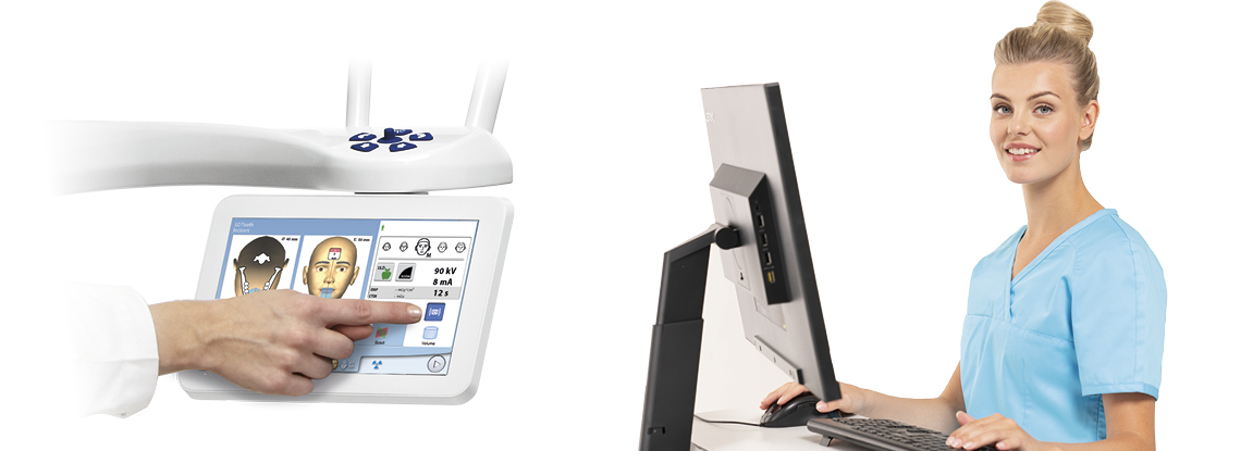 Bild p&aring; r&ouml;ntgenapparatens sk&auml;rm och en datorsk&auml;rm